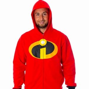 Pixar Incredibles Mens Hooded Zip Front Sweatshirt